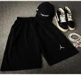 夏季新款JORDAN23号慢跑运动篮球短裤 AJ 纯黑色简单LOGO五分裤衩