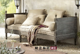 出口美国实木复古做旧客厅沙发别墅奢华三人布艺沙发美式雕花沙发