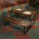 美式铁艺餐桌家具简易长方形桌椅组合实木长条桌凳简餐咖啡厅椅子