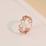 玫瑰金彩金不掉色戒指 韩国五角星镂空简约时尚食指指环 钛钢饰品
