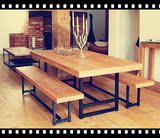 LOFT美式复古实木餐桌椅 客厅长方形铁艺餐桌酒吧桌办公桌咖啡桌