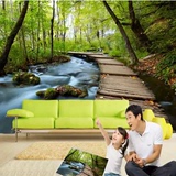 3D视觉山水画风景树林大型壁画墙纸客厅沙发电视墙背景壁纸墙布画