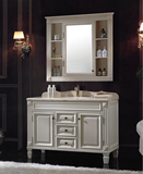 美式浴室柜实木落地欧式橡木组合仿古卫浴柜中式红橡木镜柜