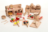 实木木制儿童玩具华德福角色扮演做饭过家家仿真厨房收纳柜套装