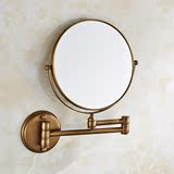 浴室柜化妆镜美容镜伸缩镜子卫生间壁挂折叠镜子仿古全铜