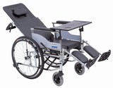 上海互邦轮椅HBG5-BQ高靠背可全躺餐桌/带坐便器 轻便折叠老人