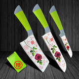 蔷薇菜刀不锈钢三件套装刀具全套厨房烹饪用具正品厨刀切片刀包邮