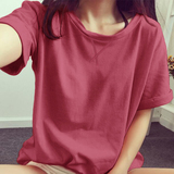 2016夏季新款韩国宽松大码半袖上衣服休闲纯色学生短袖t恤女装潮