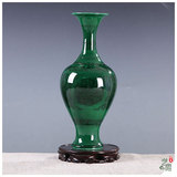 景德镇陶瓷绿釉翡翠花瓶摆件仿古花瓶青花瓷瓶 暗纹中式古典花瓶