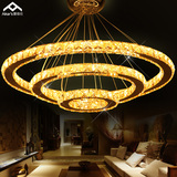 现代简约大厅吊灯LED水晶灯餐厅灯创意多层圆圈大气客厅灯具灯饰