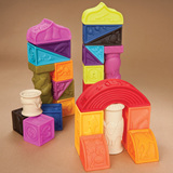 亚马逊B.toys软浮雕宝宝硅胶罗马软积木拼搭启蒙早教洗澡戏水玩具