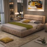 森兰  可拆洗简约现代双人床小户型2人日式植绒经济型1.5木布艺床