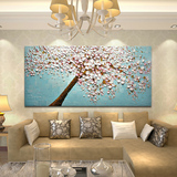 现代装饰画客厅横版单幅无框画欧式挂画厚油手绘油画-富贵树