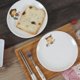 陶瓷盘子家用菜盘创意8寸圆盘蛋糕点心碟子卡通盘西餐盘早餐盘