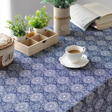 出口日本棉麻手工扎染青花瓷布台布餐桌布客厅茶几布家居装饰布艺