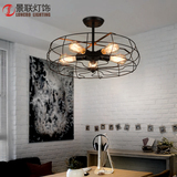 创意个性圆形风扇吸顶灯具美式乡村工业复古设计客厅餐厅卧室阳台