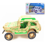 3D立体木质制拼图吉普车汽车模型 儿童DIY益智力手工玩具拼图拼板