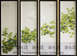 新中式会所样板房间软装饰画客厅禅意四联绿色纸工艺立体装置挂画
