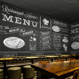 美食甜品饮料壁纸黑板菜单大型壁画休闲咖啡奶茶蛋糕店餐厅墙纸