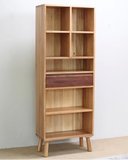 简约现代实木学生落地书架组合书房简易置物架橡木整装原木书柜子