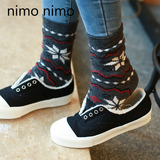 nimo nimo袜子女秋冬季加厚针织棉袜韩国学生保暖中筒袜日系短袜