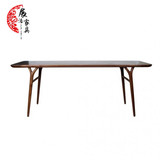 现代中式简约老榆木黑胡桃木餐桌长形六人四人八人客厅实木长餐桌