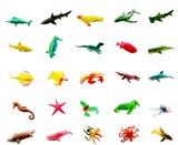 25只6厘米硬体仿真实心海洋玩具/动物模型海马，鳐鱼，海星等