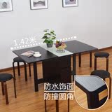 现代简约长方形伸缩餐台 小户型简单靠墙饭桌 简易桌子可折叠餐桌