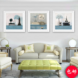 地中海油画海洋风景有框画欧式风格装饰画现代客厅卧室沙发壁画