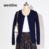 Westlink/西遇2016春季新款 圆领长袖针织开衫薄款毛衣空调女外套