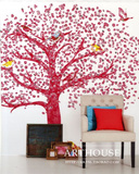 壁纸 进口墙纸 Trees 背景墙 艺术壁画 小树图案 红色 紫色