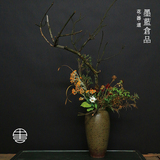 墨蓝花器道 陶瓷手工大花器大花瓶 中式日式插花瓶花高款家居装饰