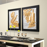 餐厅浮雕画立体装饰画客厅现代简约沙发背景双联无框壁画树脂挂画