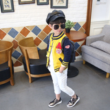 韩国童装男童针织开衫贴布棒球服男宝夹克毛衣外套2016春秋新款潮