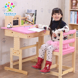 实木儿童学习桌书桌松木小学生书桌儿童课桌可升降桌椅套装写字台