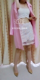 全粉色新品单排扣直筒风衣女士雪纺外套韩版甜美可爱长款