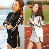 2016春夏新款韩版修身显瘦长袖卫衣包臀短裙休闲运动套装女两件套