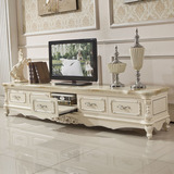 欧式电视柜 大理石电视柜茶几组合实木雕花法式地柜 欧式家具组合