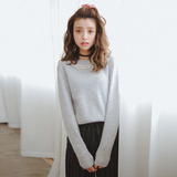 秋冬新款韩版女装手工钉珠圆领兔毛套头毛衣女针织衫外套长袖宽松