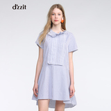 d'zzit地素 2016夏装新品 海军风条纹宽松短袖连衣裙 3M2O495