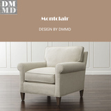 北欧现代简约现代美法式时尚客厅卧室休闲实木布艺软包单人沙发