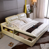 现代时尚皮艺软床 榻榻米储物双人床 1.8米真皮床 品牌家具婚床