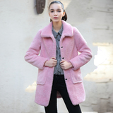 2015冬新款羊剪绒羊羔毛皮毛一体整皮皮草外套中长款女士大衣加厚