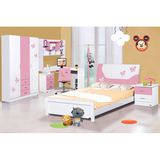 现代儿童床青少年卧室套房家具组合粉色公主女孩床1.2 1.5米男孩