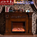 1.2/1.5/2米美式实木壁炉架欧式壁炉电视柜装饰柜雕花电壁炉白色