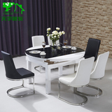 天宇顾家简约现代时尚钢化玻璃餐桌椅组合烤漆实木圆餐桌9191T