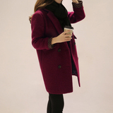 2015新款韩版茧型羊毛呢外套大衣女时尚中长款修身显瘦西装领冬装