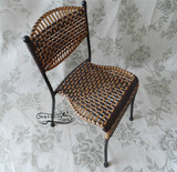 新仿古双色小藤椅双层编制小椅子成人休闲椅小餐椅时尚靠背椅