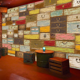 3d立体仿古木纹木质墙纸 酒吧奶茶店客厅复古壁纸壁画个性背景墙