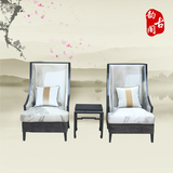 新中式沙发 实木家具布艺沙发组合 印花沙发 酒店会所单人沙发椅